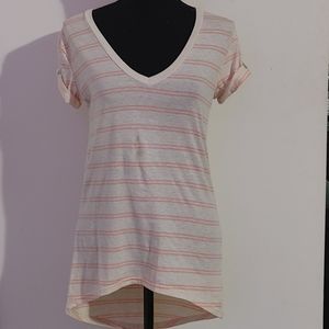 Light Pink and Cream Small Buttoned Up Sleeve Top